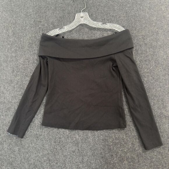 Veronica Beard Fawcett Top Women's Small Black Off Shoulder Long Sleeve Shirt - Picture 1 of 10